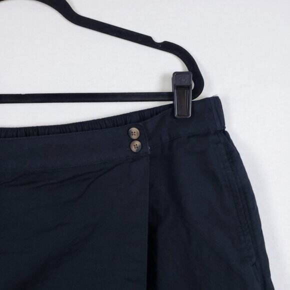 Pact Women's Wrap Skirt Linen-Blend XXL Black Midi Natural Organic Minimalist - Picture 2 of 12